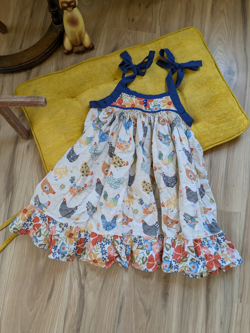 Girls' Chicken Print Tie-Shoulder Sundress